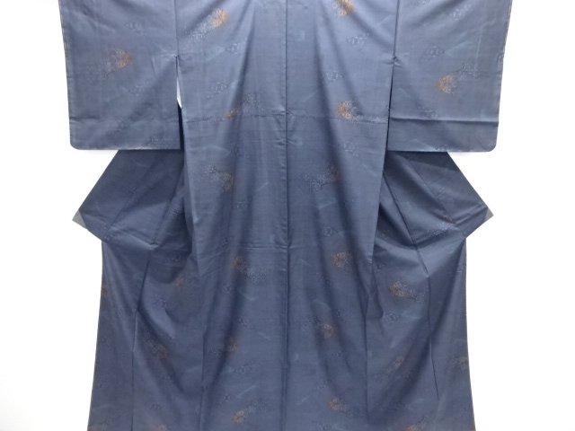 JAPANESE KIMONO / UNUSED / SILK / DORO OSHIMA TSUMUGI / WOVEN RHOMBUS & FLOWERS